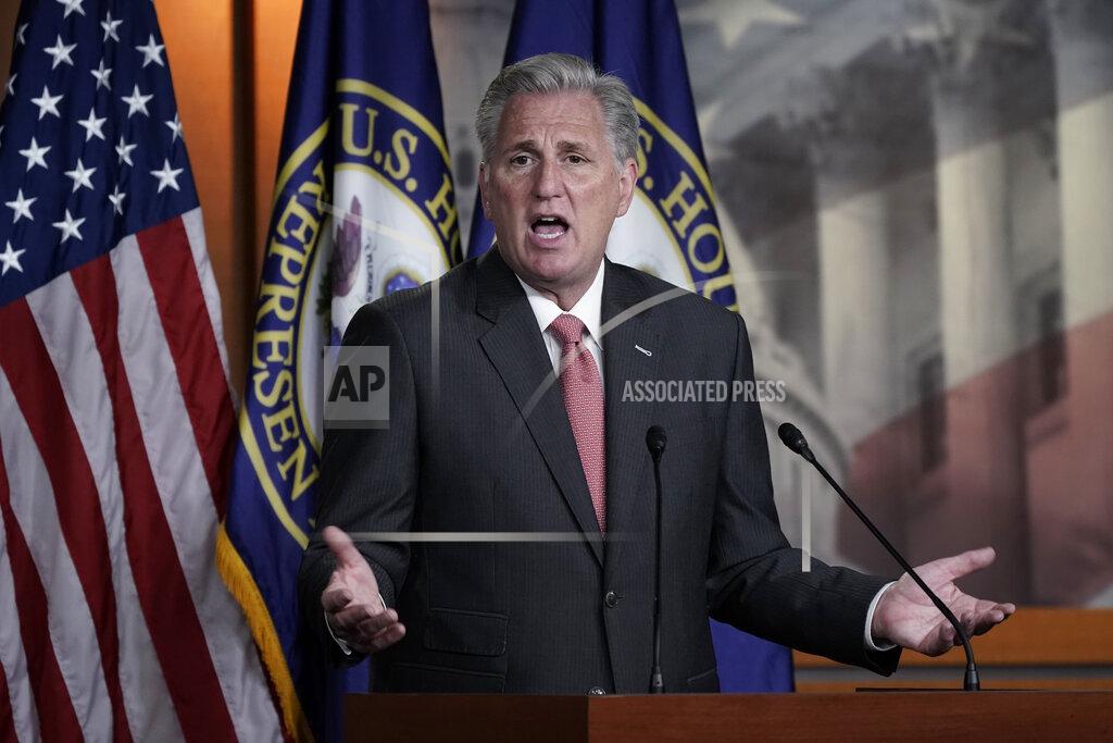 J. Scott Applewhite House Minority Leader Kevin McCarthy, R-Calif., talks about House Republicans and the election, during a news conference on Capitol Hill in Washington, Thursday, Nov. 12, 2020. (AP Photo/J. Scott Applewhite)