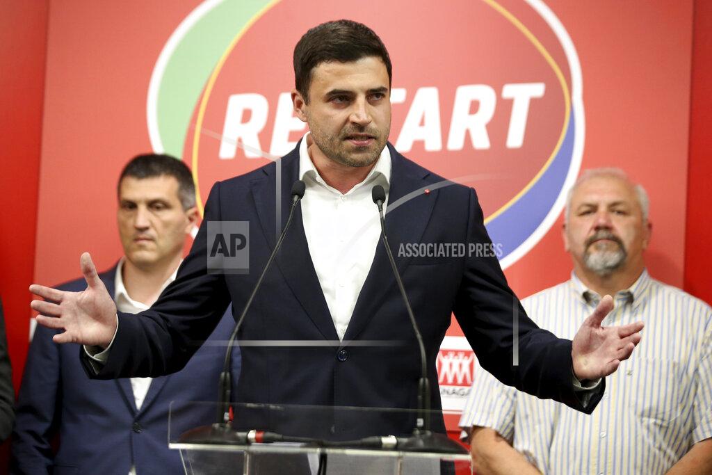 Daniel Kasap Opposition leader Davor Bernardic of the liberal-left Restart coalition addresses his supporters in Zagreb, Croatia, Sunday, July 5, 2020. The ruling conservatives overwhelmingly won Croatia's parliamentary elections held Sunday amid a spike in new coronavirus cases as the latest European Union member state leaned further to the right. SDP leader Bernardic conceded the defeat and suggested he would resign the leadership position. (AP Photo/Daniel Kasap)