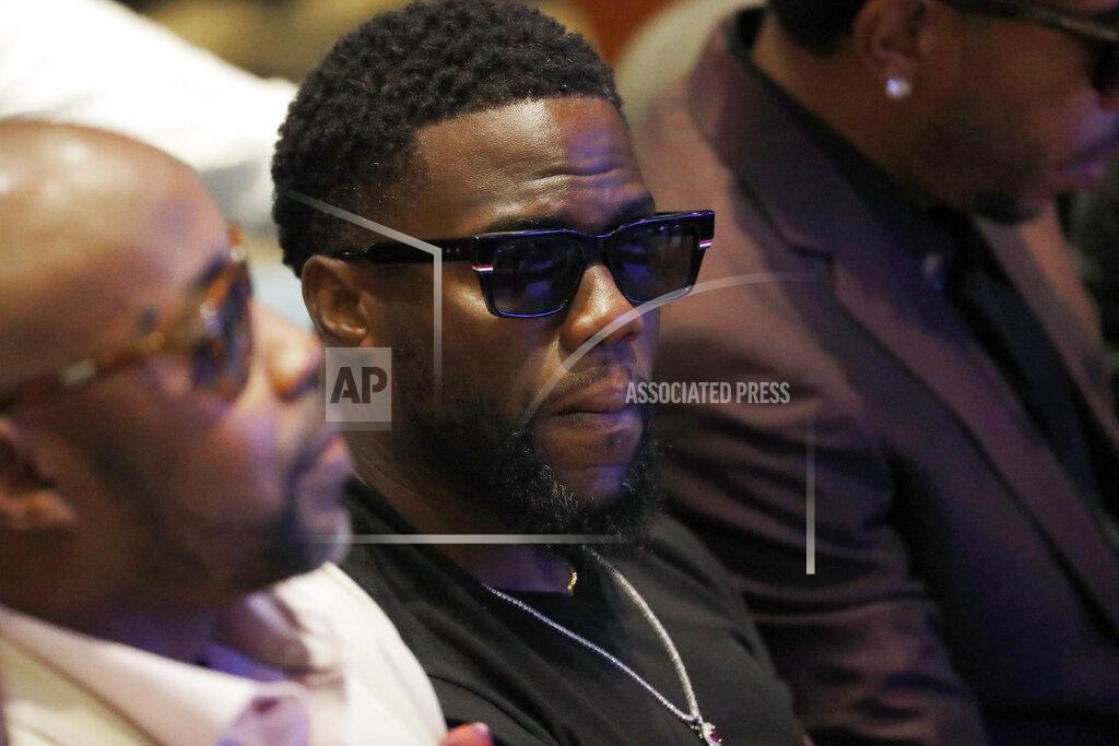 Julio Cortez Entertainer Kevin Hart joins guests at North Central University Thursday, June 4, 2020, at a memorial service for George Floyd in Minneapolis. (AP Photo/Julio Cortez)