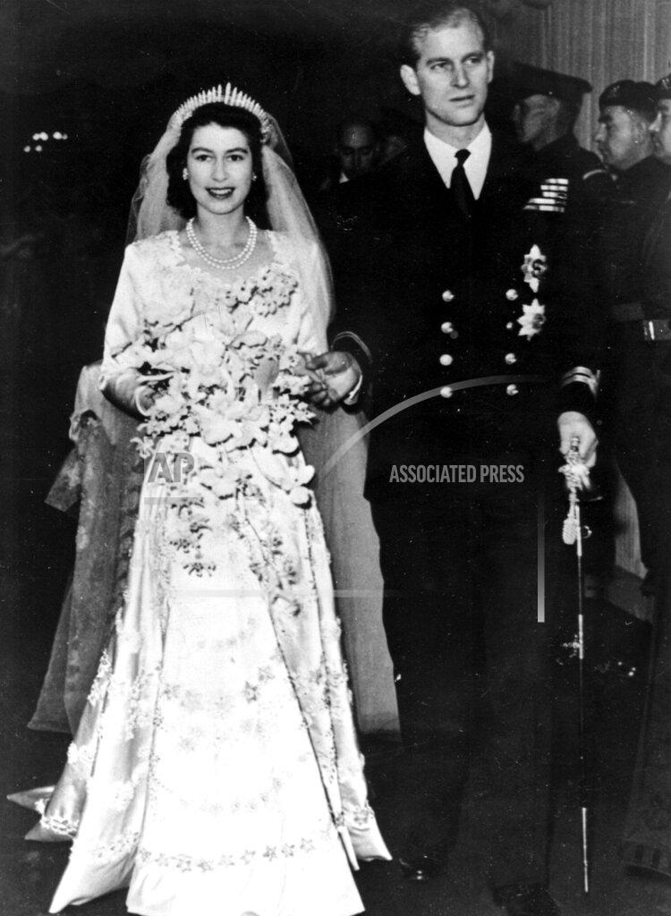 Ap FILE - Britain's Princess Elizabeth leaves Westminster Abbey in London, with her husband, the Duke of Edinburgh, after their wedding ceremony on Nov. 20, 1947. (AP Photo, File)