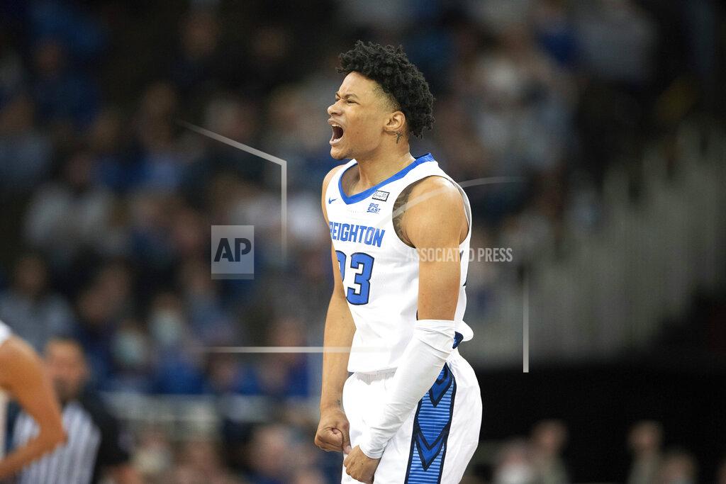 Rebecca S. Gratz Creighton's Trey Alexander (23) reacts after hitting a three-point basket against St. John's during the second half of an NCAA college basketball game Wednesday, Jan. 19, 2022, in Omaha, Neb. Creighton defeated St. John's 87-64. (AP Photo/Rebecca S. Gratz)