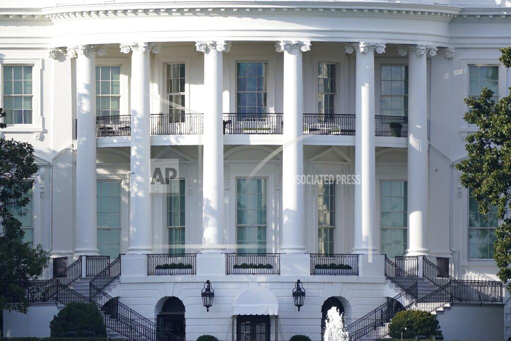 President Donald Trump is planning to return to the White House from Walter Reed National Military Medical Center, Monday evening, shown Monday afternoon, Oct. 5, 2020. in Washington. The president's personal physician, Dr. Sean Conley, told reporters on Monday afternoon that Trump is not out of the woods yet, but that there is no care at the hospital that the president cannot get at the White House. (AP Photo/J. Scott Applewhite)