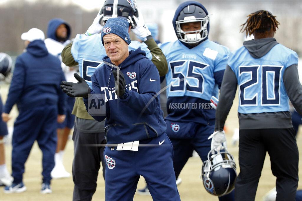 Mark Humphrey Tennessee Titans secondary coach Kerry Coombs cheers on his players during an NFL football practice Friday, Jan. 17, 2020, in Nashville, Tenn. The Titans are scheduled to face the Kansas City Chiefs in the AFC Championship game Sunday. (AP Photo/Mark Humphrey)