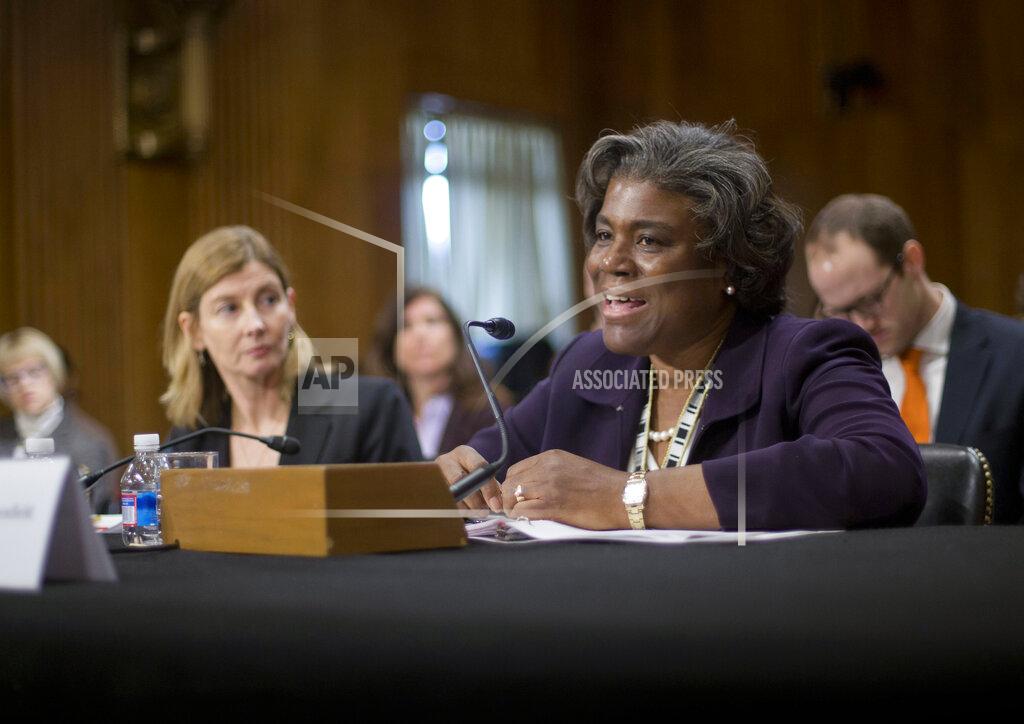 Pablo Martinez Monsivais FILE - In this Jan. 9, 2014, file photo Assistant Secretary of State for African Affairs Linda Thomas-Greenfield, right, testifies during a Senate Foreign Relations Committee hearing on Capitol Hill in Washington. President-elect Joe Biden is expected to tap longtime diplomat Linda Thomas-Greenfield as the U.S. ambassador to the United Nations. (AP Photo/Pablo Martinez Monsivais, File)
