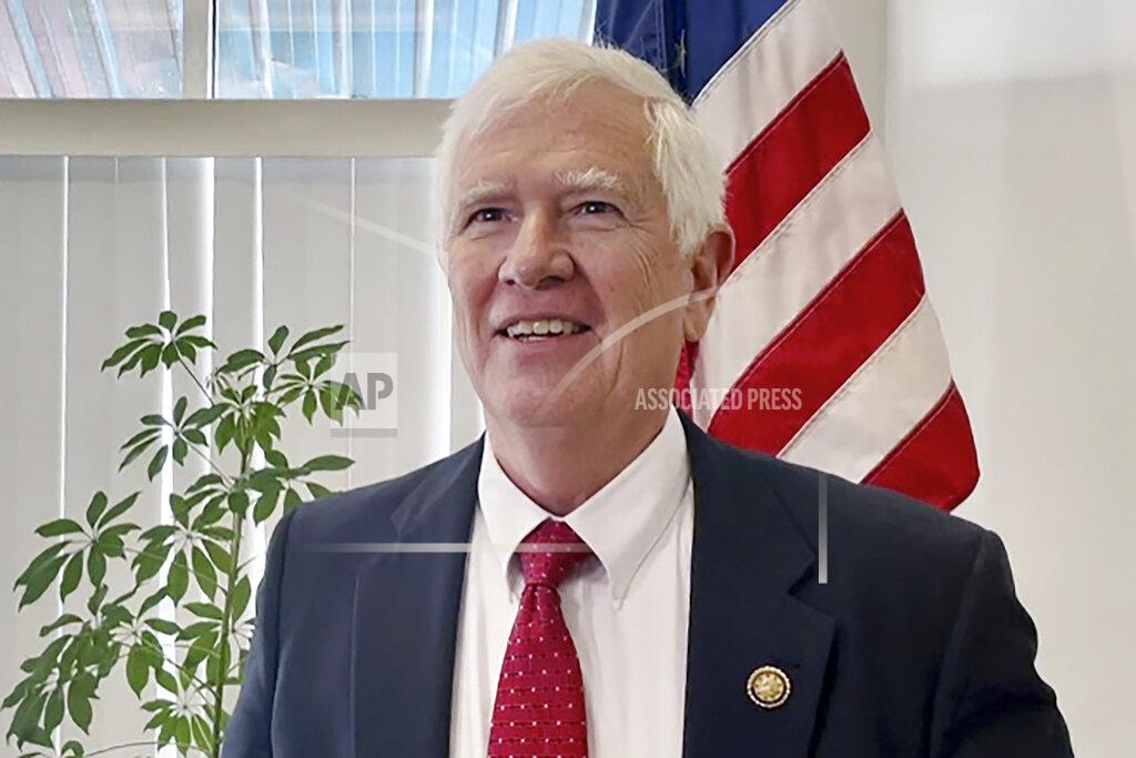 Kimberly Chandler FILE - Rep. Mo Brooks, R-Ala., speaks with reporters, March 23, 2022, in Hueytown, Ala. Brooks faces Katie Britt, the former leader of the Business Council of Alabama and retiring Sen. Richard Shelby’s former chief of staff, and businessman Mike Durant in the May 24, 2022, Republican primary. (AP Photo/Kimberly Chandler, File)
