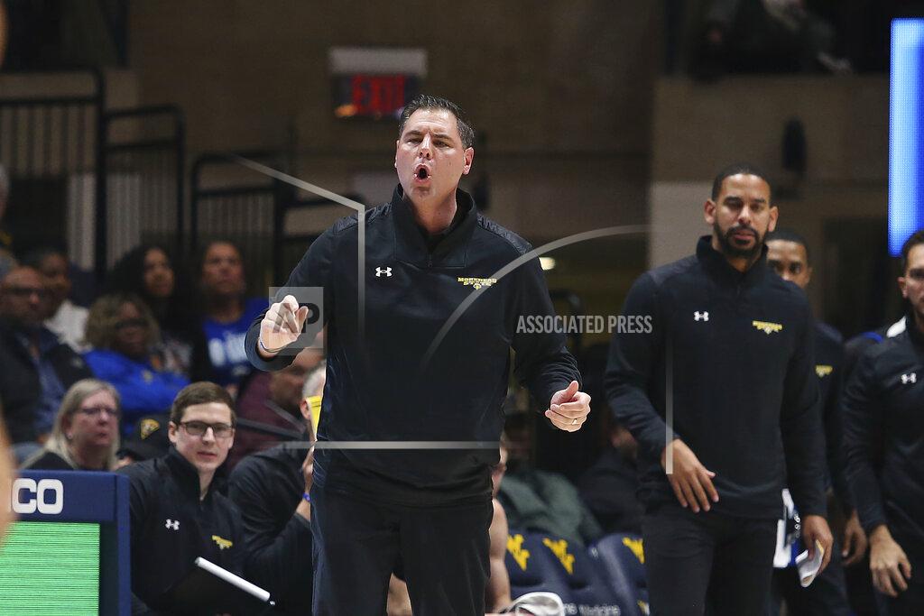 Kathleen Batten Morehead State coach Preston Spradlin reacts during the second half of an NCAA college basketball game against West Virginia in Morgantown, W.Va., Tuesday, Nov. 15, 2022. (AP Photo/Kathleen Batten)