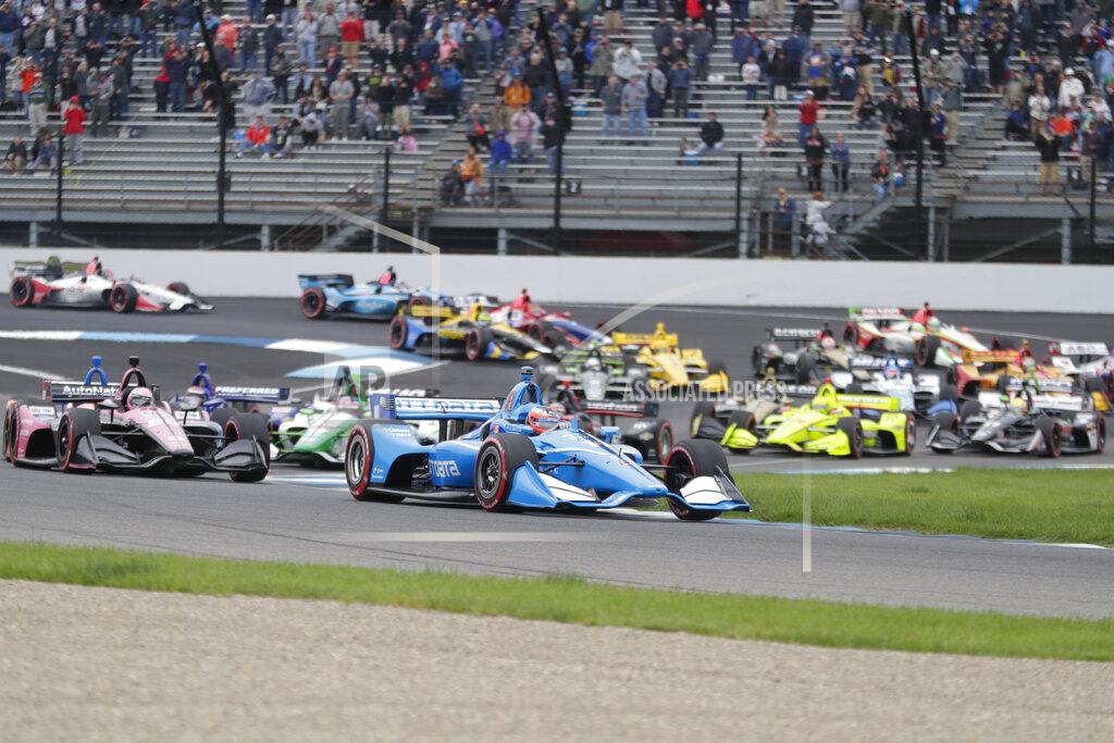 Michael Conroy Felix Rosenqvist, of Sweden, leads the field on the start of the Indy GP IndyCar auto race at Indianapolis Motor Speedway, Saturday, May 11, 2019 in Indianapolis. (AP Photo/Michael Conroy)