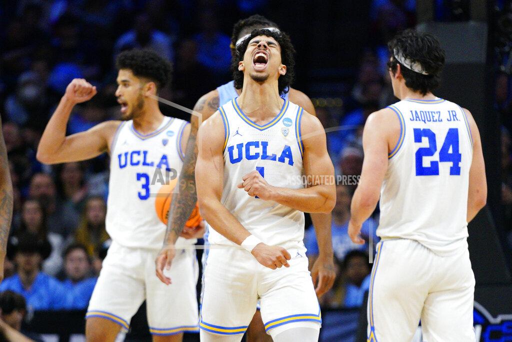Chris Szagola UCLA's Jules Bernard reacts during the second half of a college basketball game against North Carolina in the Sweet 16 round of the NCAA tournament, Friday, March 25, 2022, in Philadelphia. (AP Photo/Chris Szagola)