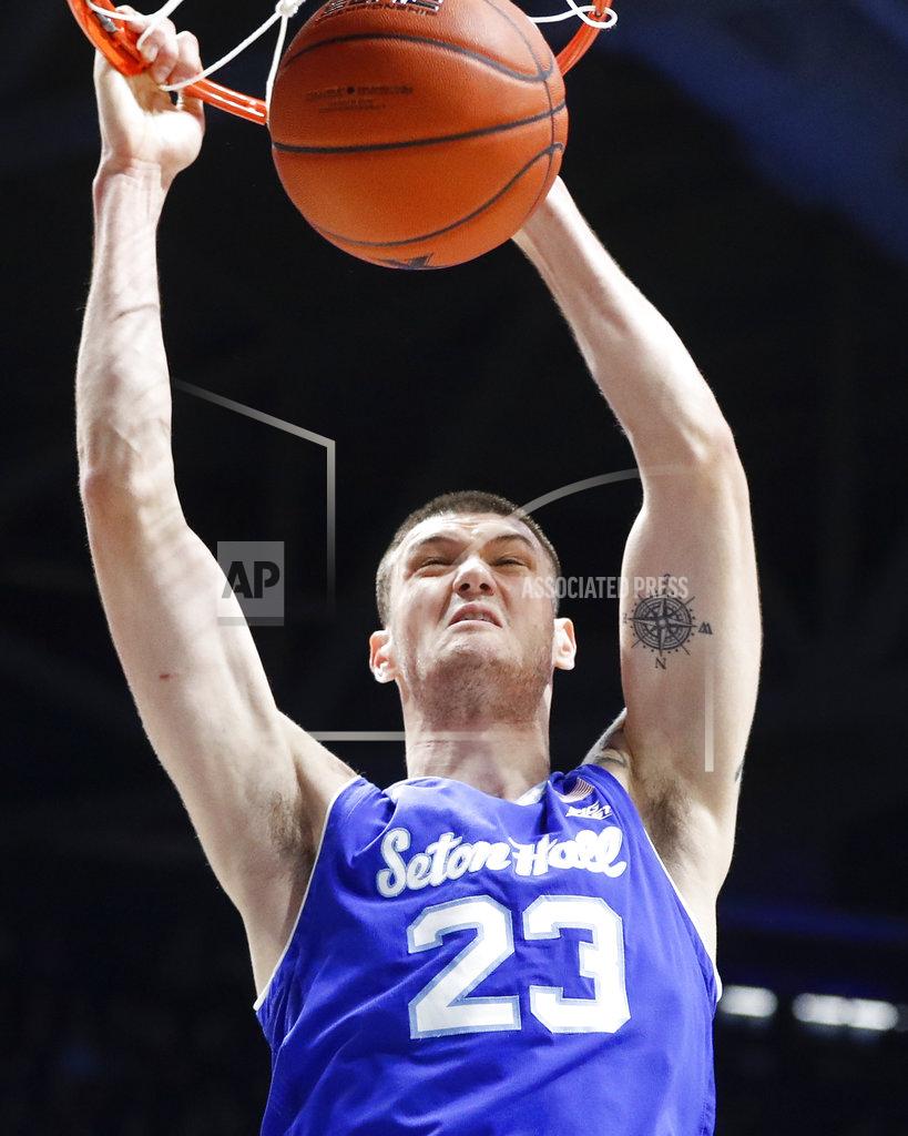 John Minchillo Seton Hall's Sandro Mamukelashvili dunks during the second half of the team's NCAA college basketball game against Xavier, Wednesday, Jan. 2, 2019, in Cincinnati. (AP Photo/John Minchillo)