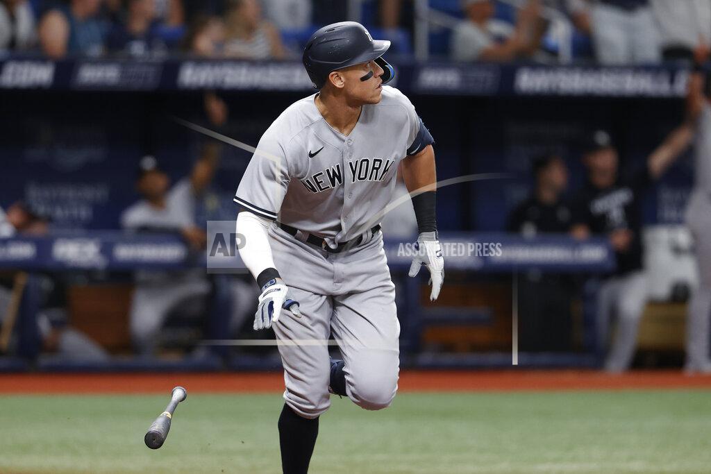Scott Audette New York Yankees' Aaron Judge watches his home run against the Tampa Bay Rays during the fourth inning of a baseball game Wednesday, June 22, 2022, in St. Petersburg, Fla. (AP Photo/Scott Audette)
