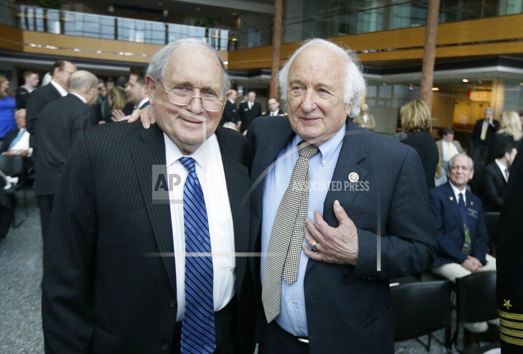 Carlos Osorio FILE - In this April 11, 2016 file photo, former U.S. Sen. Carl Levin, left, stands with his brother, Congressman Sander Levin before an unveiling of the USS Carl M. Levin during a ceremony in Detroit. Former Sen. Carl Levin, a powerful voice for the military during his career as Michigan’s longest-serving U.S. senator, has died. The Democrat was 87. Levin’s family says Levin died Thursday, July 29, 2021.(AP Photo/Carlos Osorio File)