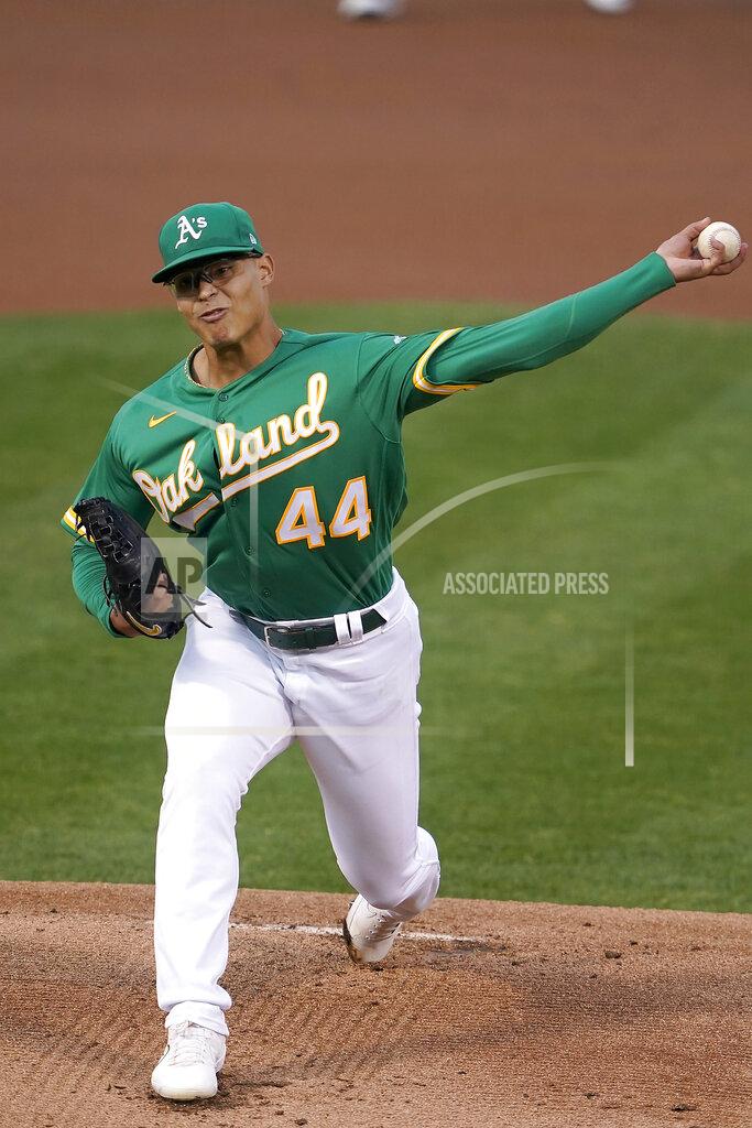 Tony Avelar Oakland Athletics starting pitcher Jesus Luzardo throws against the San Diego Padres during the first inning of a baseball game in Oakland, Calif., Friday, Sept. 4, 2020. (AP Photo/Tony Avelar)