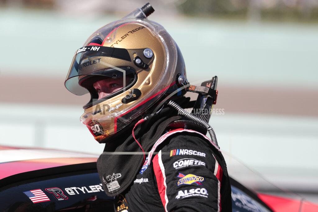 Luis M. Alvarez Tyler Reddick exits his car after qualifiying for the NASCAR Xfinity Series auto racing championship at Homestead-Miami Speedway in Homestead, Fla. Saturday, Nov. 16, 2019. Reddick won the pole position.(AP Photo/Luis M. Alvarez)