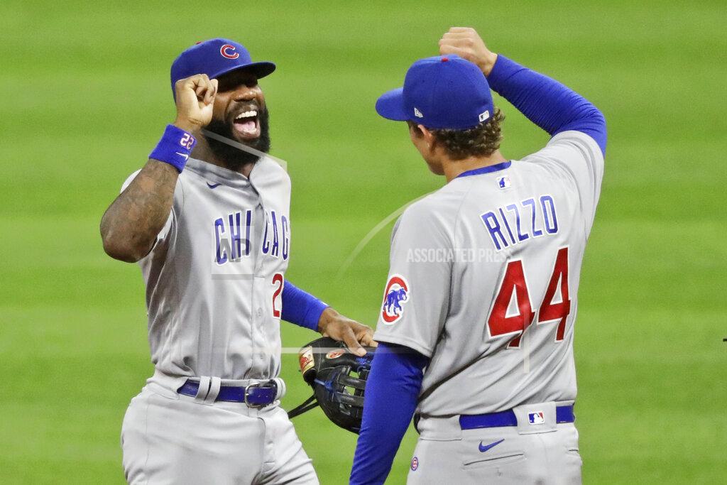Tony Dejak Chicago Cubs' Jason Heyward, left, is congratulated by Anthony Rizzo after the Cubs defeated the Cleveland Indians 7-1 in a baseball game, Tuesday, Aug. 11, 2020, in Cleveland. (AP Photo/Tony Dejak)