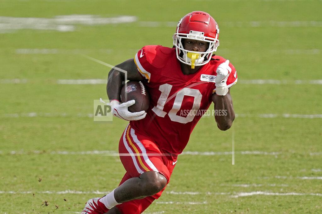 Charlie Riedel Kansas City Chiefs running back Isiah Pacheco runs the ball during NFL football training camp Sunday, Aug. 7, 2022, in St. Joseph, Mo. (AP Photo/Charlie Riedel)