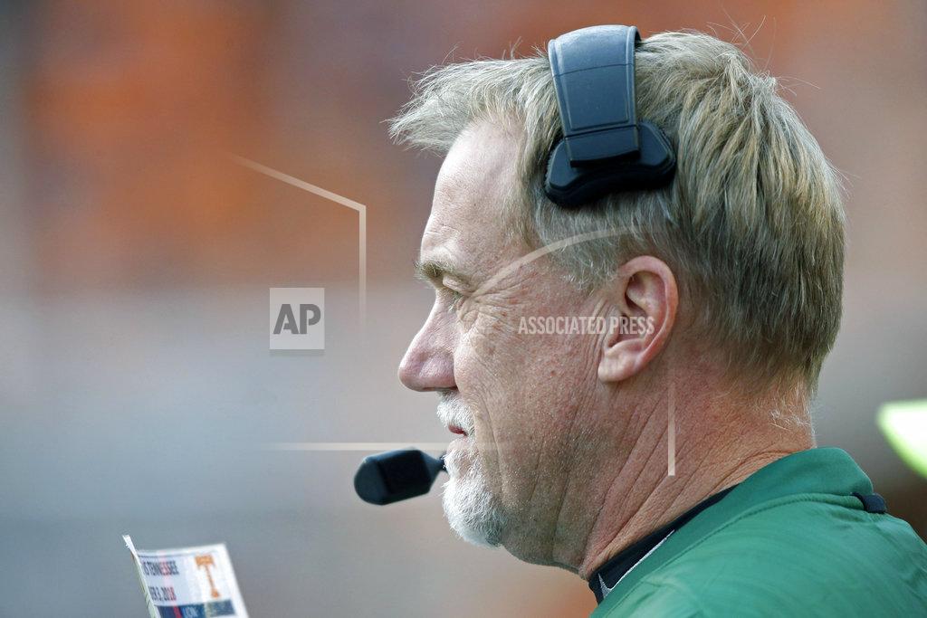 Wade Payne Charlotte head coach Brad Lambert looks on in the second half of an NCAA college football game against Tennessee Saturday, Nov. 3, 2018, in Knoxville, Tenn. Tennessee won 14-3. (AP Photo/Wade Payne)