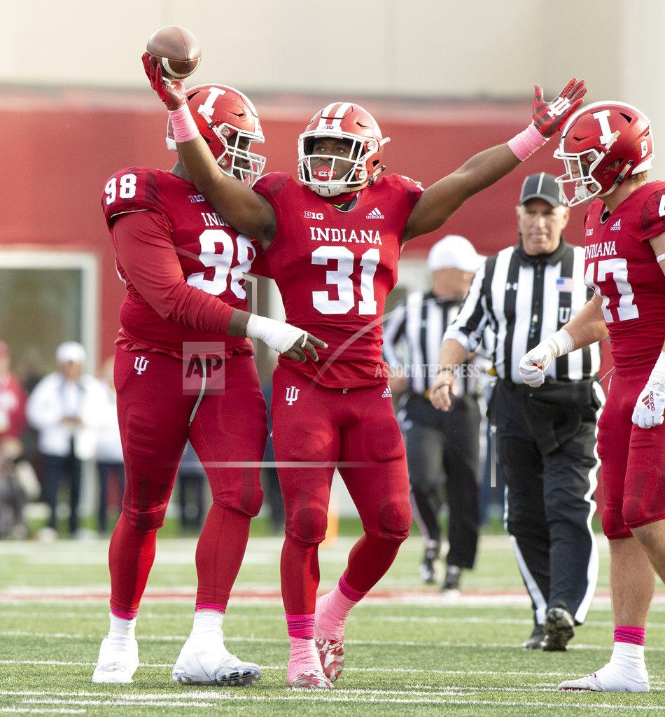 Doug Mcschooler Indiana defensive back Bryant Fitzgerald (31) reacts after getting an interception during the first half of an NCAA college football game against Penn State Saturday, Oct. 20, 2018, in Bloomington, Ind. (AP Photo/Doug McSchooler)