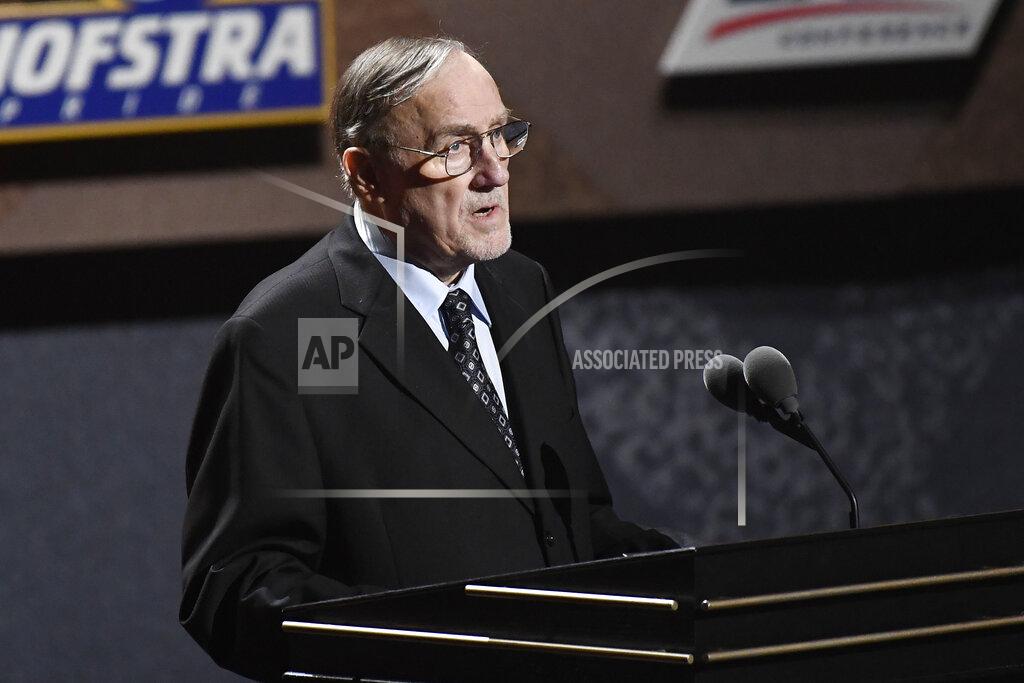 Jessica Hill Inductee Rick Adelman speaks during the 2021 Basketball Hall of Fame Enshrinement ceremony, Saturday, Sept. 11, 2021, in Springfield, Mass. (AP Photo/Jessica Hill)