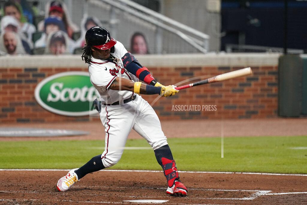 Brynn Anderson Atlanta Braves' Ronald Acuna Jr., strikes out in the fourth inning of a baseball game against the Miami Marlins on Tuesday, Sept. 22, 2020, in Atlanta. (AP Photo/Brynn Anderson)