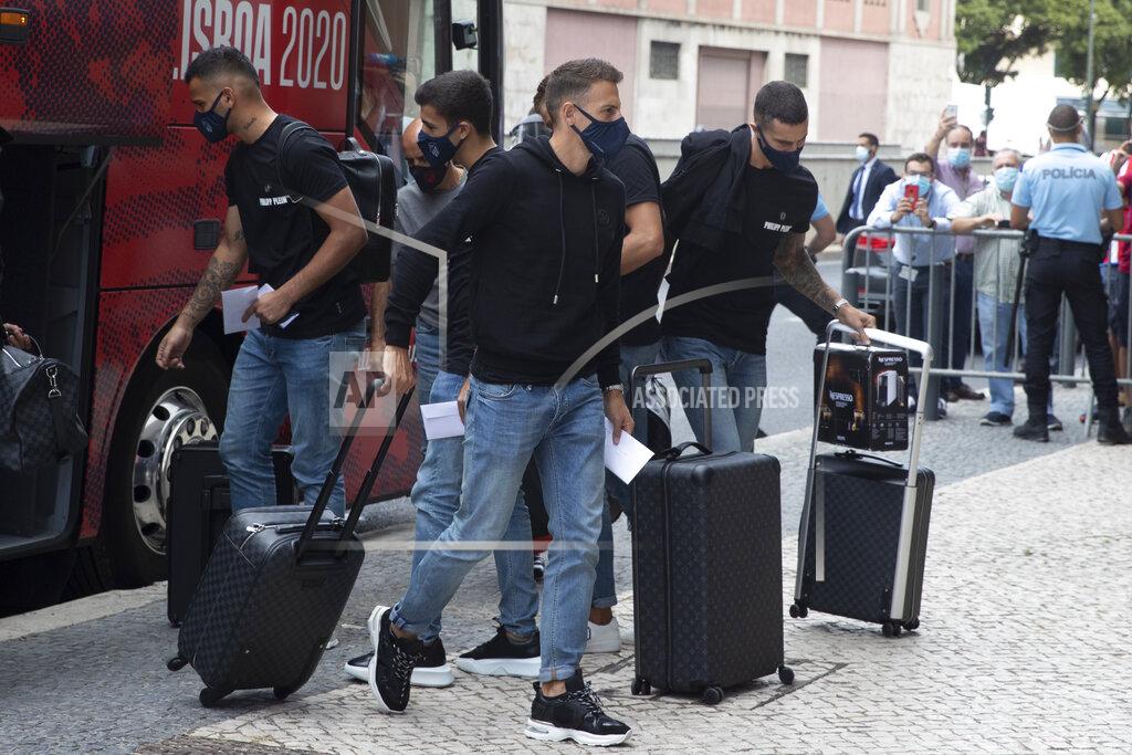 Manu Fernandez Atletico's Madrid players arrive to the team hotel in Lisbon, Portugal, Tuesday, Aug. 11, 2020. Atletico are scheduled to play Leipzig in a Champions League Quarter Final soccer match on Thursday. (AP Photo/Manu Fernandez)
