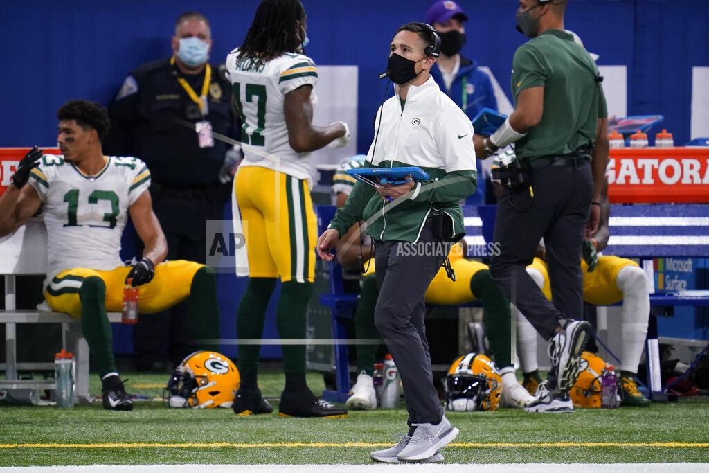 Michael Conroy Green Bay Packers head coach Matt LaFleur looks on during the first half of an NFL football game against the Indianapolis Colts, Sunday, Nov. 22, 2020, in Indianapolis. (AP Photo/Michael Conroy)