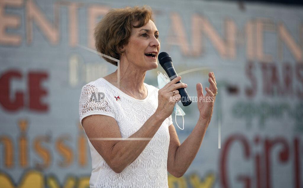 Travis Heying FILE - In this Sept. 25, 2020, file photo, Democratic Senate candidate Barbara Bollier speaks at a campaign event in Wichita, Kan. (Travis Heying/The Wichita Eagle via AP, File)