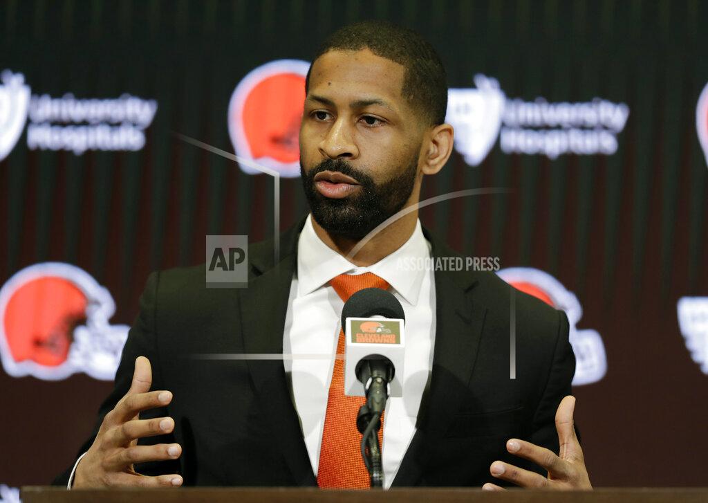 Tony Dejak FILE - In this Feb. 5, 2020, file photo, Cleveland Browns general manager Andrew Berry speaks during a news conference at the NFL football team's training camp facility in Berea, Ohio. Former Colts general manager Ryan Grigson has been named a senior advisor for the Cleveland Browns, reuniting with vice president of football operations Andrew Berry, who has filled out his front office. (AP Photo/Tony Dejak, File)