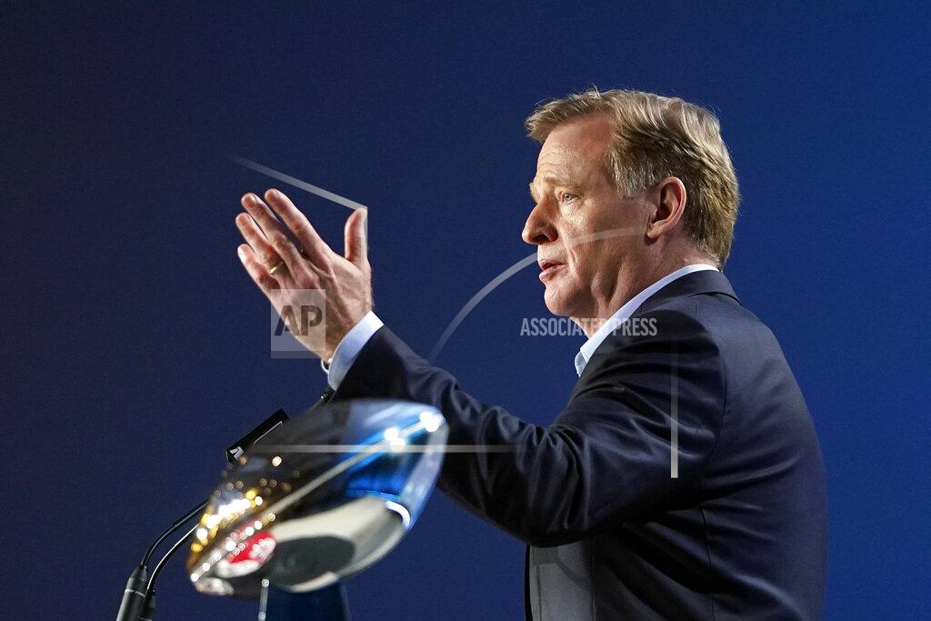 David J. Phillip NFL Commissioner Roger Goodell answers a question during a news conference for the NFL Super Bowl 54 football game Wednesday, Jan. 29, 2020, in Miami. (AP Photo/David J. Phillip)