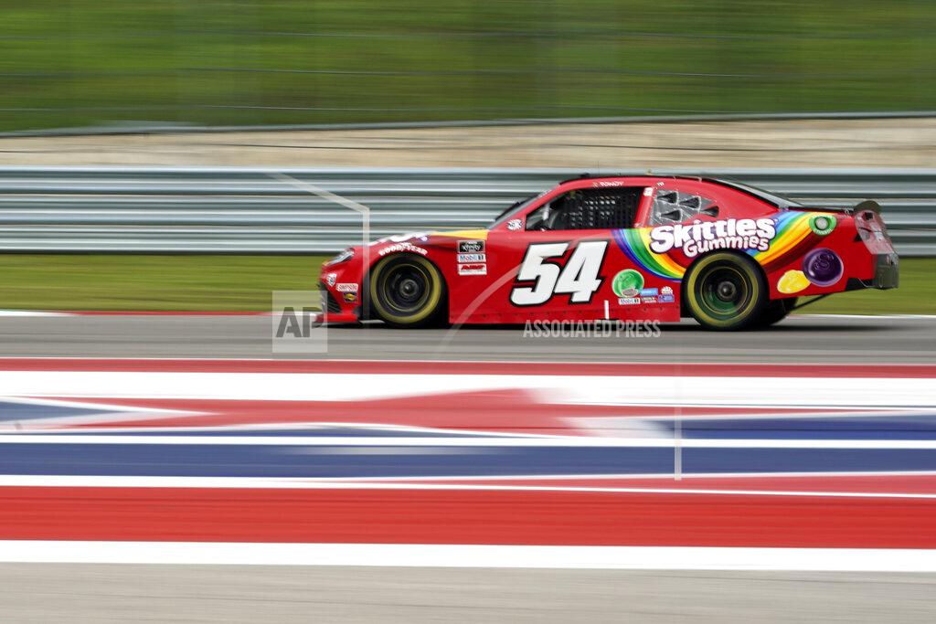 Chuck Burton Kyle Busch (54) drives toward Turn 19 during the NASCAR Xfinity Series auto race at the Circuit of the Americas in Austin, Texas, Saturday, May 22, 2021. (AP Photo/Chuck Burton)