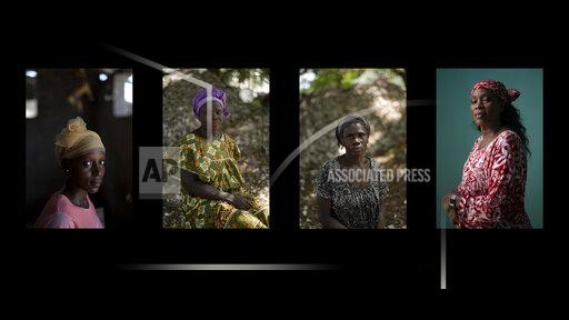 This four pictures combo shows, from left, Lama Mballow, Anta Sambou, Lucy Jarju and Fatou Janha Mboob, photographed in Serrekunda and Bansang, Gambia. (AP Photo/Leo Correa)