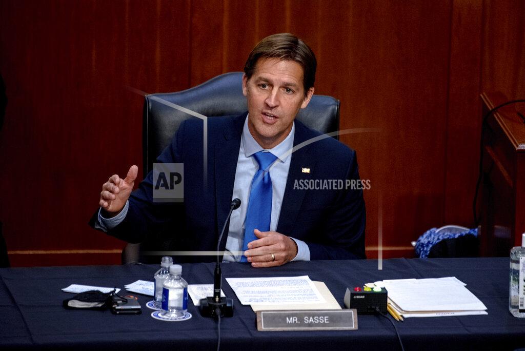 Hilary Swift FILE - In this Oct. 14, 2020 file photo, Sen. Ben Sasse, R-Neb., speaks during the confirmation hearing for Supreme Court nominee Amy Coney Barrett, before the Senate Judiciary Committee on Capitol Hill in Washington. Sen. Sasse told constituents in a telephone town hall meeting that President Donald Trump has “flirted with white supremacists,” mocks Christian evangelicals in private, and “kisses dictators' butts.” (Hilary Swift/The New York Times via AP, Pool, File)