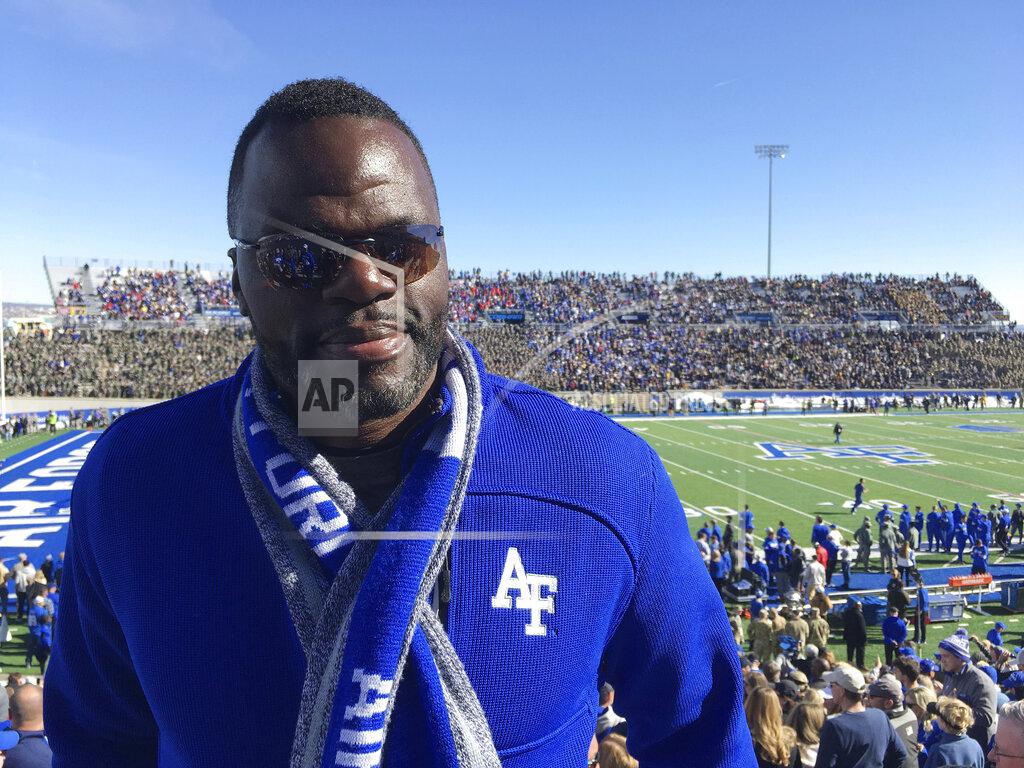 Pat Graham In this Saturday, Nov. 2, 2019, photo, Jermaine Birdow stands at Falcon Stadium as his son, Air Force running back Taven Birdow, and his teammates play Army in an NCAA college football game at Air Force Academy, Colo. Jermaine Birdow, who was released from jail after serving a long sentence stemming from a 2001 home invasion, was able to see his son play for the first time at the game. (AP Photo/Pat Graham)