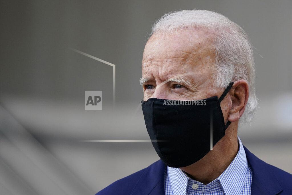 Patrick Semansky Democratic presidential candidate and former Vice President Joe Biden departs after voting early in Delaware's state primary election at the New Castle County Board of Elections office in Wilmington, Del., Monday, Sept. 14, 2020. (AP Photo/Patrick Semansky)