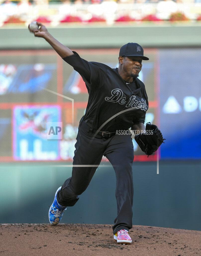 Craig Lassig Detroit Tigers pitcher Edwin Jackson throws against the Minnesota Twins during the first inning of a baseball game Saturday, Aug, 24, 2019, in Minneapolis. (AP Photo/Craig Lassig)