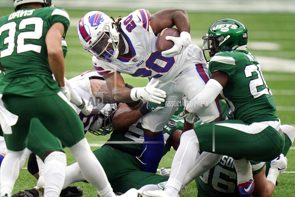 Frank Franklin Ii Buffalo Bills' Zack Moss, center, tries to power through New York Jets defenders during the second half of an NFL football game, Sunday, Oct. 25, 2020, in East Rutherford, N.J. (AP Photo/Frank Franklin II)