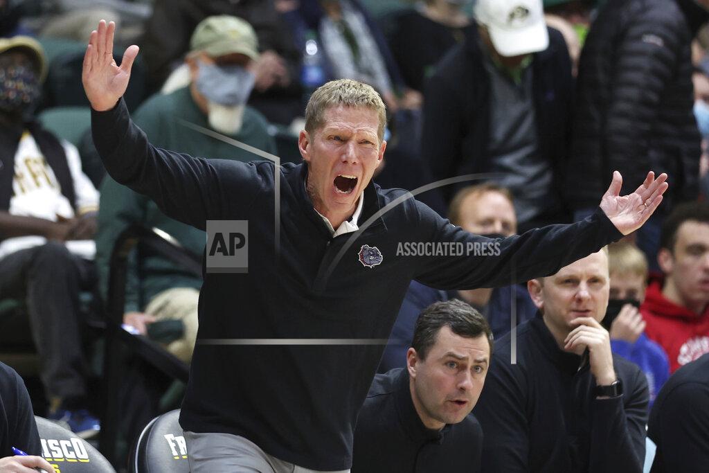 Jed Jacobsohn Gonzaga head coach Mark Few yells to his players against San Francisco during the first half of an NCAA college basketball game in San Francisco, Calif., Thursday, Feb. 24, 2022. (AP Photo/Jed Jacobsohn)