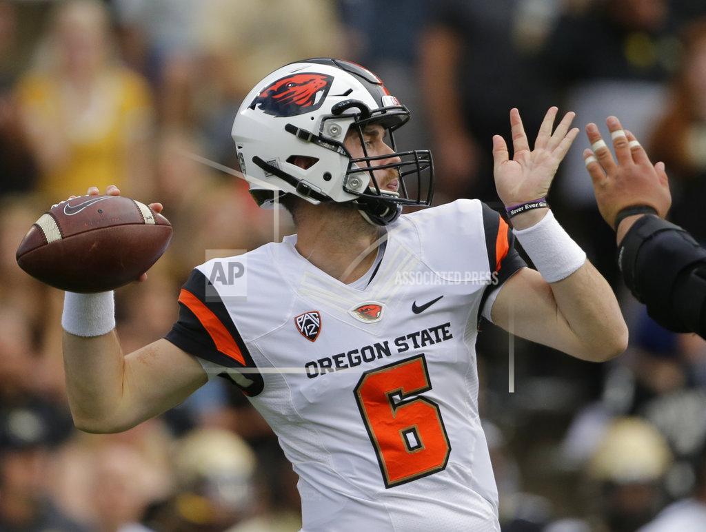 Jack Dempsey Oregon State quarterback Jake Luton prepares to throw against Colorado during the second half of an NCAA college football game, Saturday, Oct. 27, 2018, in Boulder, Colo. (AP Photo/Jack Dempsey)