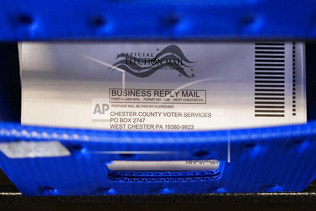Matt Slocum Ballot envelopes for the Pennsylvania primary election are seen after being processed at the Chester County Voter Services office, Thursday, May 19, 2022, in West Chester, Pa. (AP Photo/Matt Slocum)