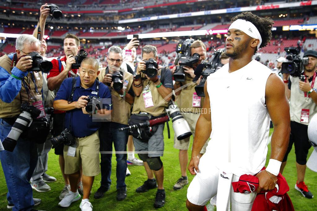 Rick Scuteri Arizona Cardinals quarterback Kyler Murray leaves the field after an NFL football game against the Seattle Seahawks, Sunday, Sept. 29, 2019, in Glendale, Ariz. The Seahawks won 27-10. (AP Photo/Rick Scuteri)