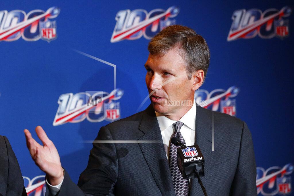 Wilfredo Lee FILE- In this Oct. 15, 2019, file photo, Dr. Allen Sills, the NFL's chief medical officer, speaks during a news conference at the at the football league's fall meeting in Fort Lauderdale, Fla. The league, whose most valuable person in 2020 probably was medical director Dr. Allen Sills, recognizes that while tremendous progress has been made in battling the virus, caution remains crucial. (AP Photo/Wilfredo Lee, File)
