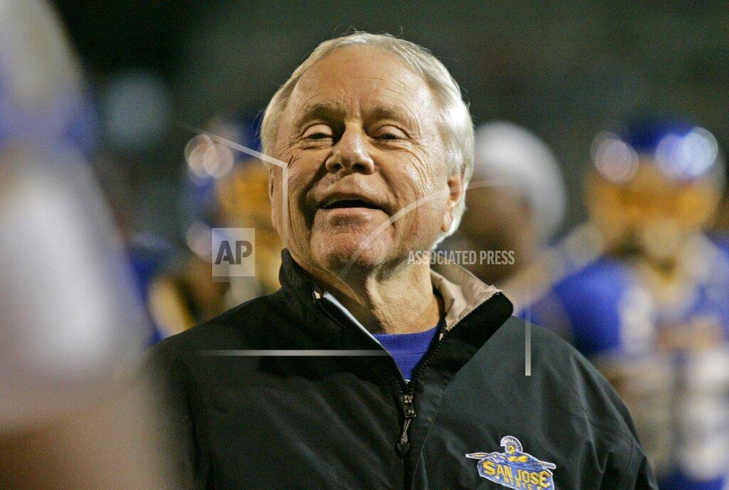 Paul Sakuma FILE - In this Friday, Nov. 21, 2008, file photo, then San Jose State head coach Dick Tomey smiles in the first quarter against Fresno State during an NCAA college football game in San Jose, Calif. Tomey, the winningest football coach in University of Arizona history, died Friday night, May 10, 2019, in Tucson, Ariz. He was 80. Tomey was 183-145-7 overall in 20 years as head coach at Hawaii, Arizona and San Jose State. He was diagnosed with lung cancer in December. (AP Photo/Paul Sakuma, File)