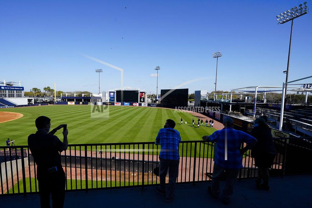 Frank Franklin Ii Members of the media watch the New York Yankees during a spring training baseball workout Tuesday, Feb. 23, 2021, in Tampa, Fla. (AP Photo/Frank Franklin II)