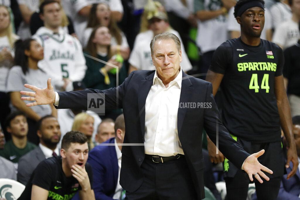 Carlos Osorio Michigan State head coach Tom Izzo reacts on the sideline during the first half of an NCAA college basketball game against Wisconsin, Friday, Jan. 17, 2020, in East Lansing, Mich. (AP Photo/Carlos Osorio)