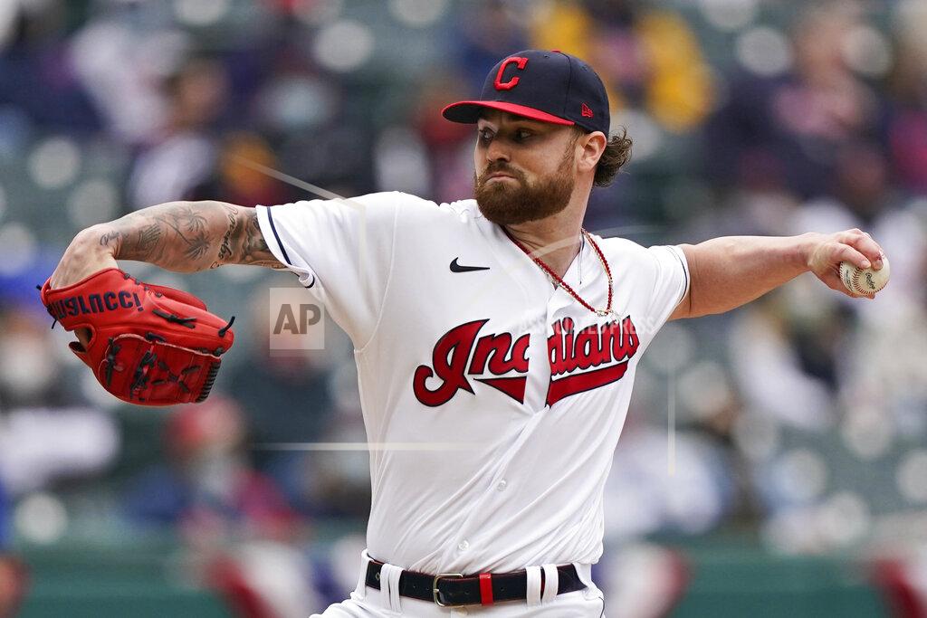 Tony Dejak Cleveland Indians starting pitcher Logan Allen delivers in the first inning of a baseball game against the Kansas City Royals, Monday, April 5, 2021, in Cleveland. (AP Photo/Tony Dejak)