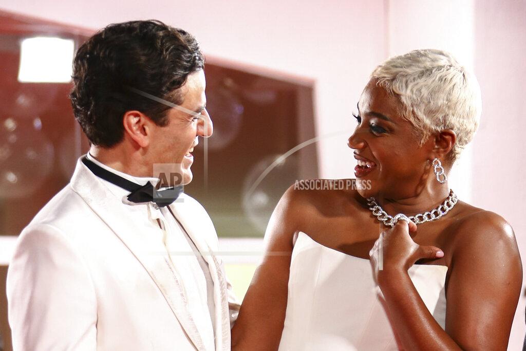 Joel C Ryan Oscar Isaac, left, and Tiffany Haddish pose for photographers upon arrival at the premiere of the film 'The Card Counter' during the 78th edition of the Venice Film Festival in Venice, Italy, Thursday, Sep, 2, 2021. (Photo by Joel C Ryan/Invision/AP)