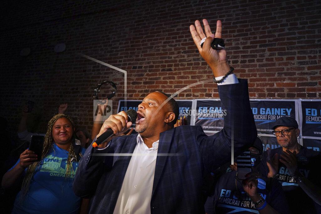 Steve Mellon State Rep. Ed Gainey speaks to supporters after winning the Democratic primary for Pittsburgh mayor, Tuesday, May 18, 2021, in Pittsburgh. Gainey defeated incumbent Bill Peduto. (Steve Mellon/Post-Gazette via AP)/Pittsburgh Post-Gazette via AP)