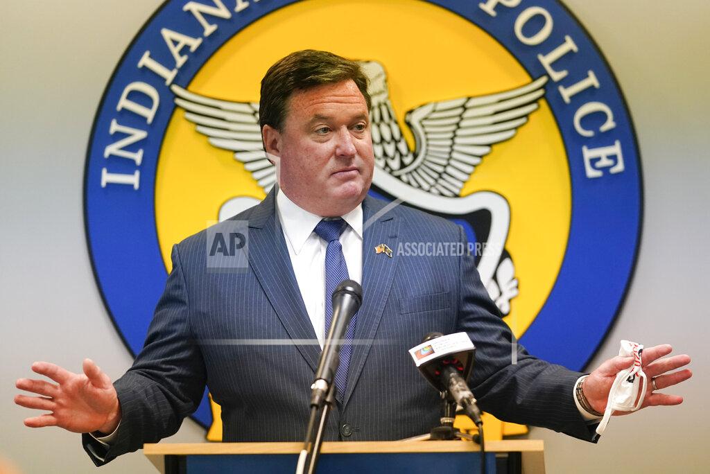 Republican attorney general candidate Todd Rokita speaks during a news conference, Wednesday, Sept. 16, 2020, in Indianapolis. (AP Photo/Darron Cummings)