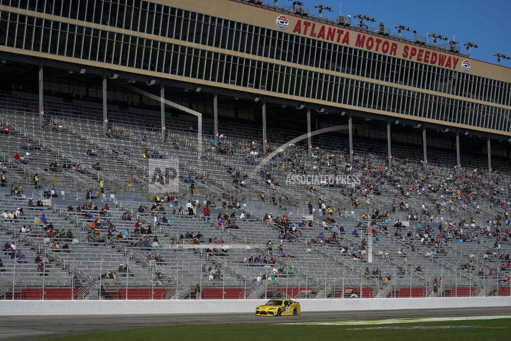 Brynn Anderson Martin Truex Jr., drives during a NASCAR Xfinity Series at Atlanta Motor Speedway on Saturday, March 20, 2021, in Hampton, Ga. (AP Photo/Brynn Anderson)