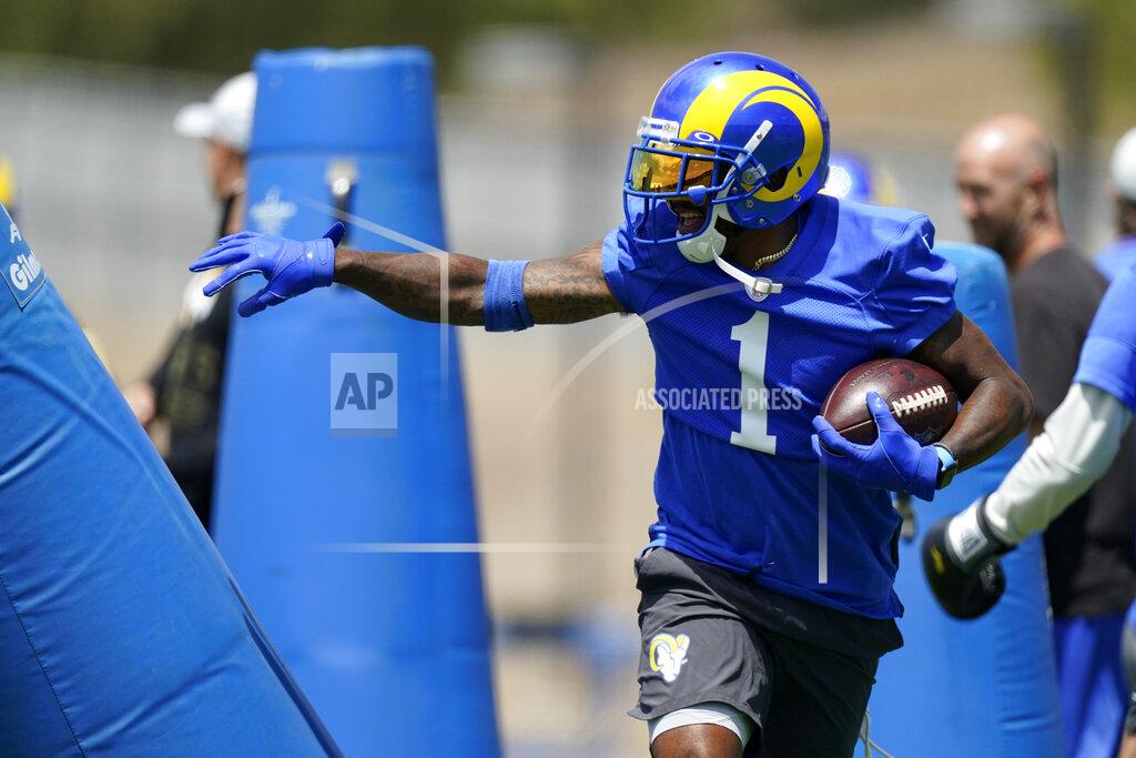 Los Angeles Rams wide receiver DeSean Jackson runs a drill during an NFL football practice Tuesday, June 8, 2021, in Thousand Oaks, Calif. (AP Photo/Mark J. Terrill)