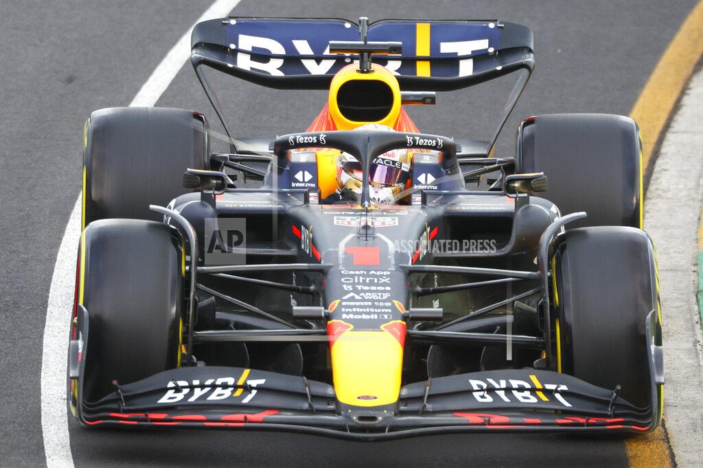 Asanka Brendon Ratnayake Red Bull driver Max Verstappen of the Netherlands steers his car during the second practice session for the Australian Formula One Grand Prix in Melbourne, Australia, Friday, April 8, 2022. (AP Photo/Asanka Brendon Ratnayake)